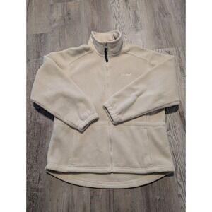 Vintage LL Bean Ivory Fleece Mock Neck Zip Up Jacket Women's Size Large
